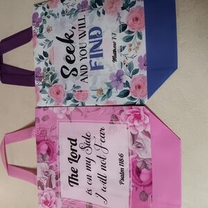 Floral Inspirational Tote Bags - Purple and Pink